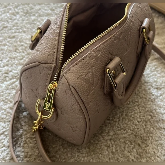 Cross-Body Taupe Satchel with Gold Accents - Picture 13 of 13
